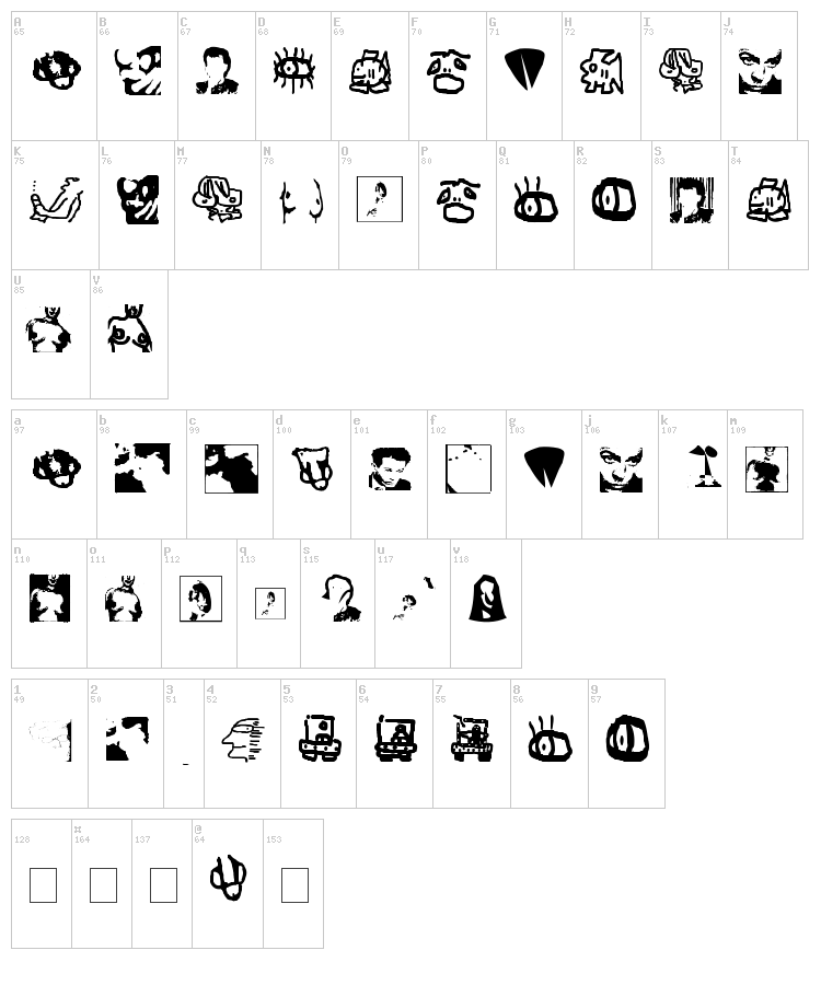 Eros Simboli font map